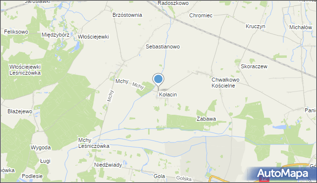 mapa Kołacin, Kołacin gmina Książ Wielkopolski na mapie Targeo